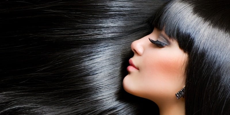 rambut hitam berkilau