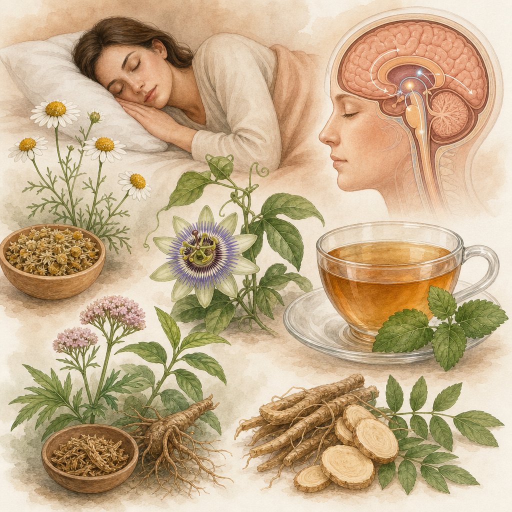 Ilustrasi Pilihan Herbal untuk Tidur Lebih Nyenyak — Mana yang Bisa Kamu Pertimbangkan?