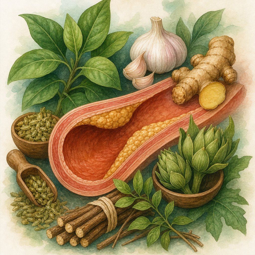 Ilustrasi Perbandingan Herbal Tradisional untuk Dukungan Kolesterol