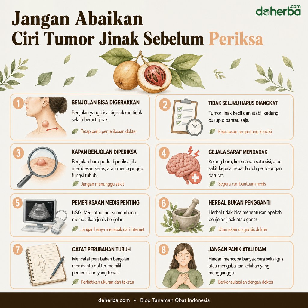 Infografis Jangan Abaikan Ciri Tumor Jinak Sebelum Periksa