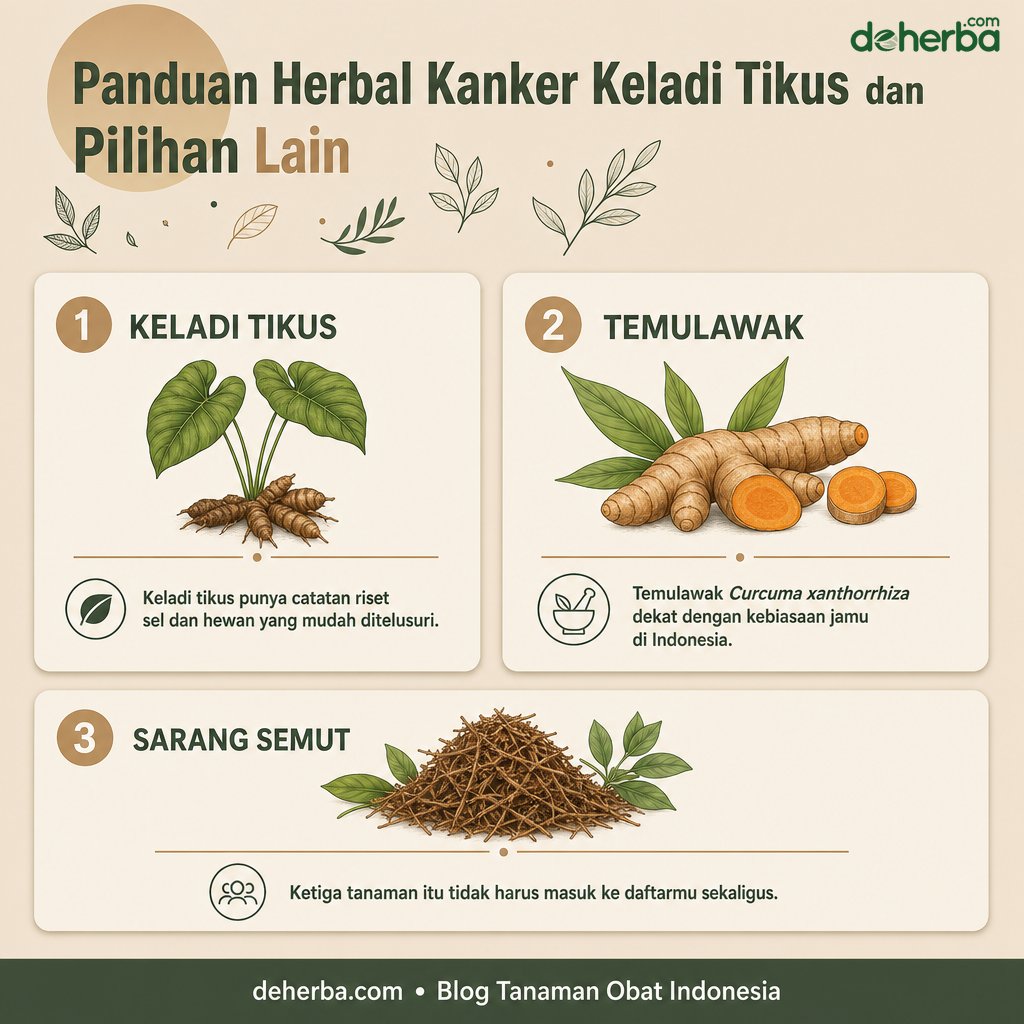 Infografis Panduan Herbal Kanker: Keladi Tikus dan Pilihan Lain