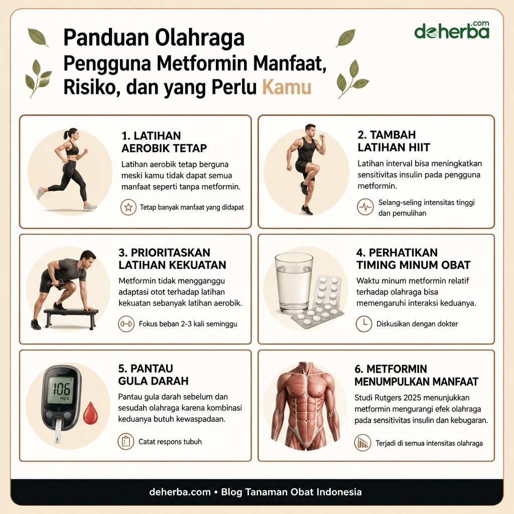 Infografis Panduan Olahraga untuk Pengguna Metformin: Manfaat, Risiko, dan yang Perlu Kamu