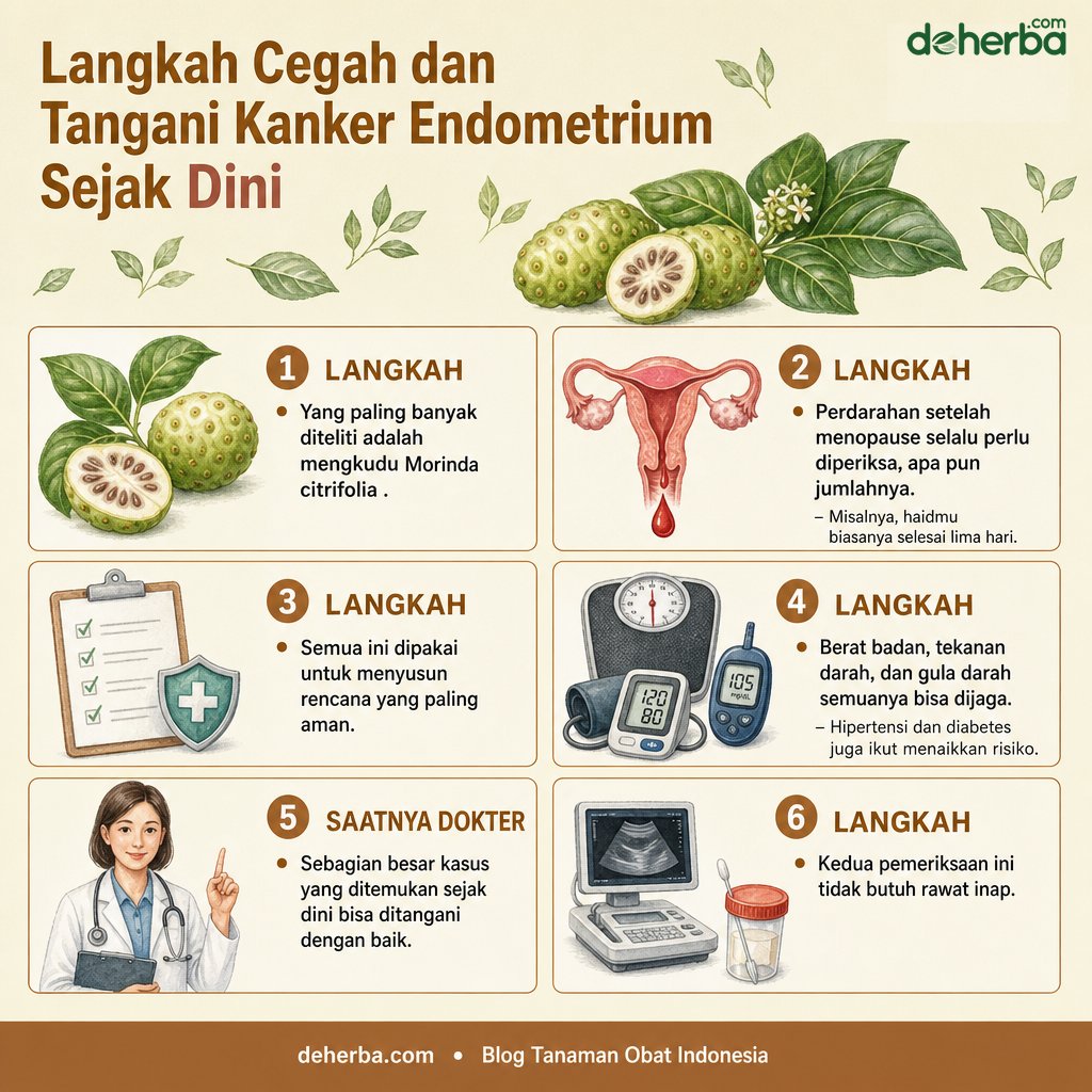 Infografis 5 Langkah Cegah dan Tangani Kanker Endometrium Sejak Dini