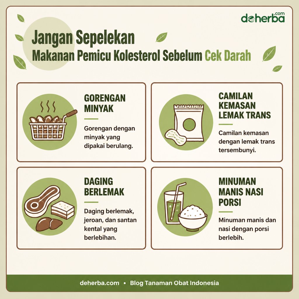 Infografis Jangan Sepelekan Makanan Pemicu Kolesterol Sebelum Cek Darah