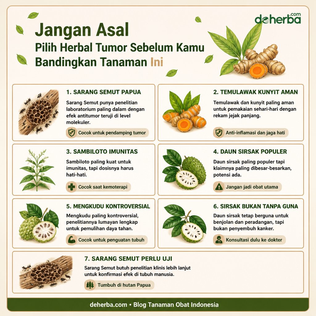 Infografis Jangan Asal Pilih Herbal Tumor Sebelum Kamu Bandingkan 5 Tanaman Ini
