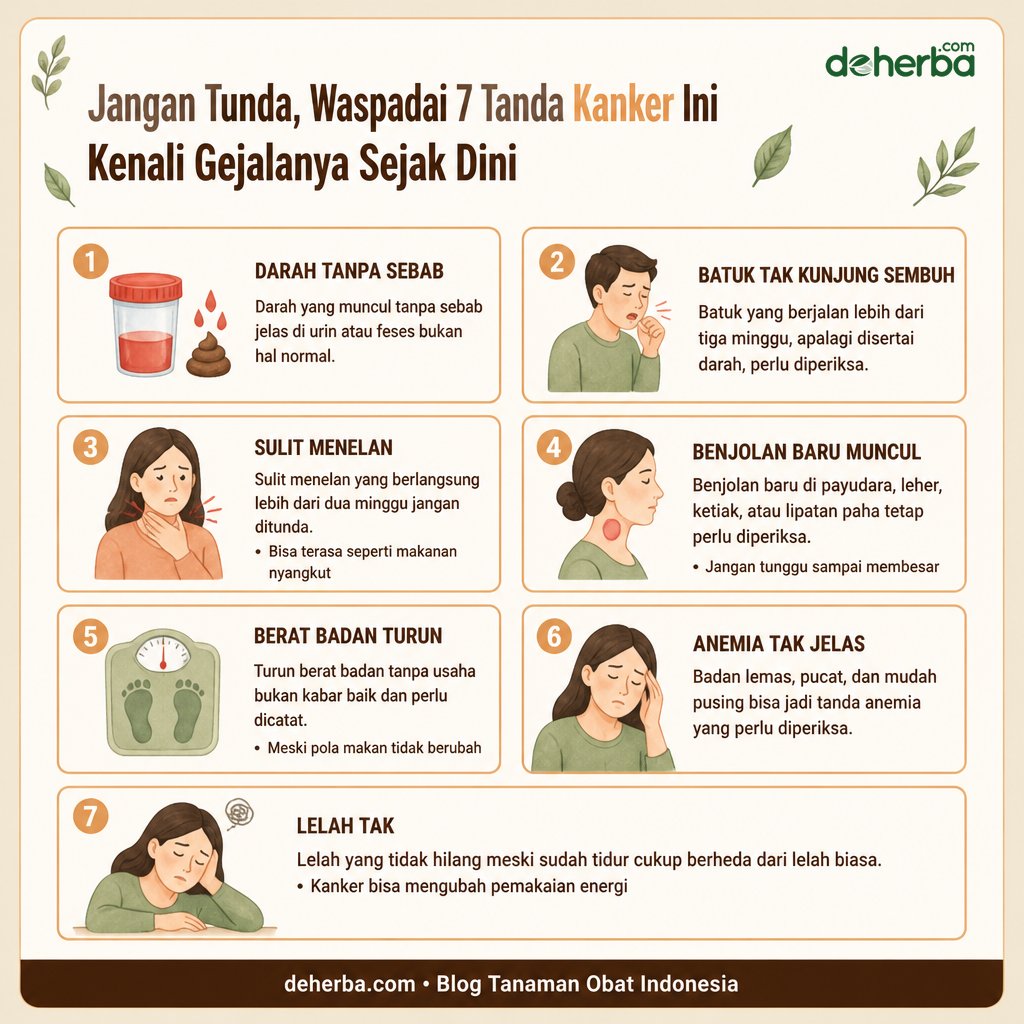 Infografis Jangan Tunda, Waspadai 7 Tanda Kanker Ini