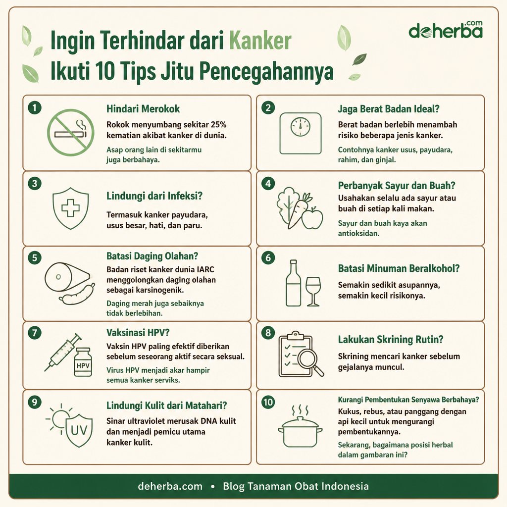 Infografis 10 Tips Jitu Mencegah Kanker